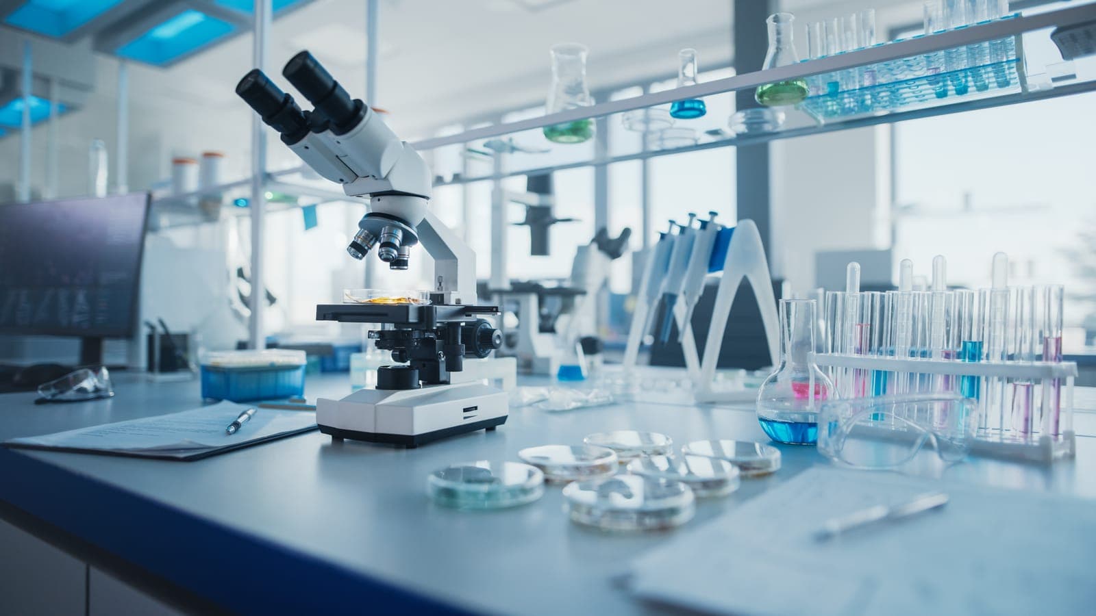 Laboratory microscope used for research peptide testing and analysis