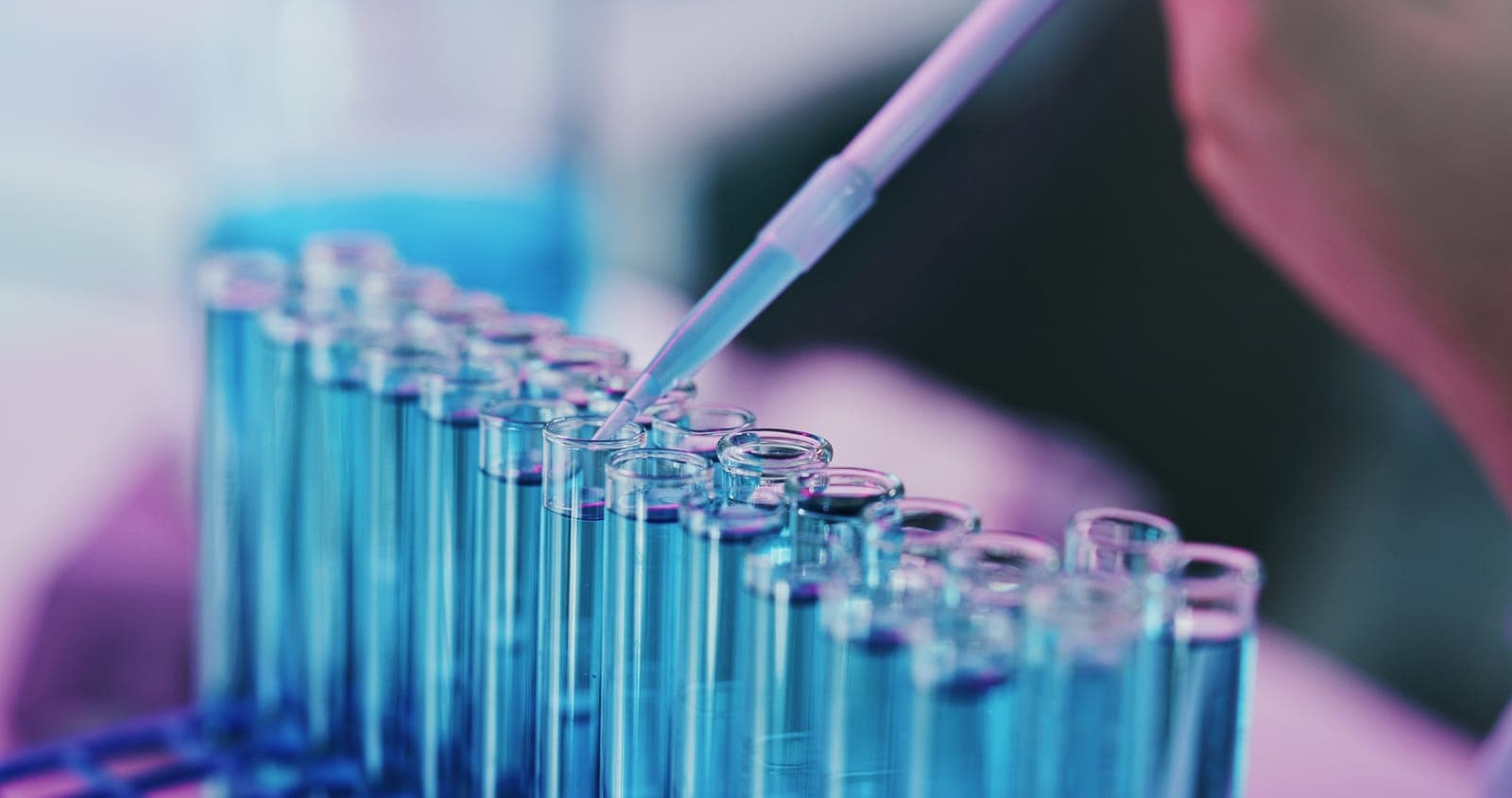 Pipette dispensing peptide sample during purity testing